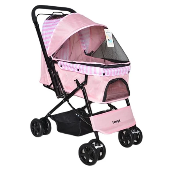 Zampa Nova Kedi Köpek Arabası Pembe 52X76,5X95 Cm ürün görseli 1
