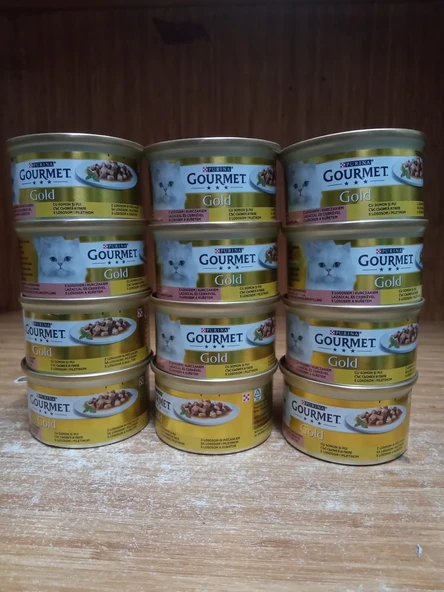 PRO PLAN Yeni Multi Paket Gourmet Gold Parça Etli Kedi Konserve Somon&Tavuklu 85 gr X 12 Adet ürün görseli 1