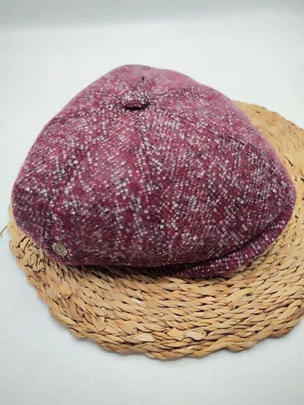 Nokta Desenli Erkek Klasik Kasket Kırmızı Renk ürün görseli 1