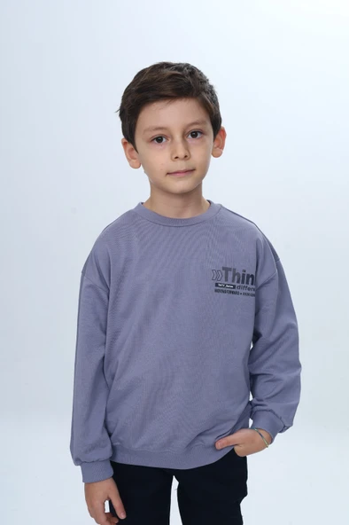Toontoy Erkek Çocuk Düşük Omuz Relax Fit Bisiklet Yaka Baskılı Sweatshirt ürün görseli 1