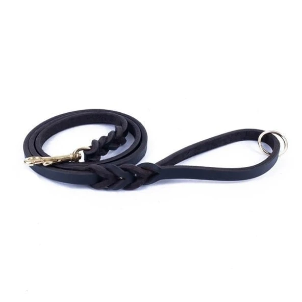 Doggie Yağlı Derili 4 Örgülü Köpek Eğitim Gezdirme Kayışı Small Siyah 1.1x2 Cm ürün görseli 1