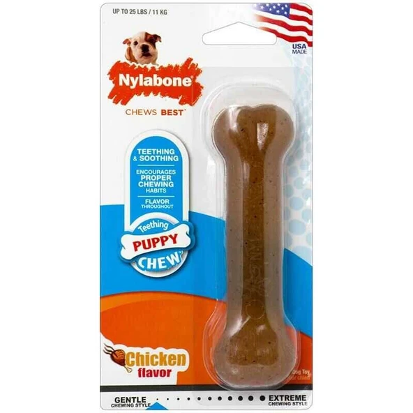 Nylabone Tavuk Aromalı Yavru Köpek Çiğneme Kemiği Small ürün görseli 1