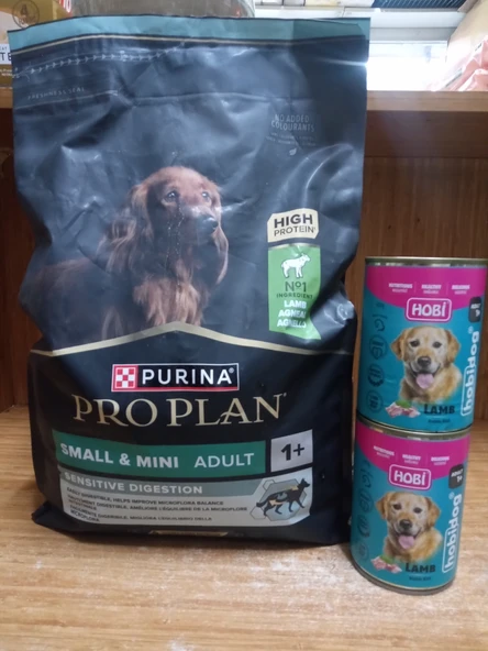 PRO PLAN  Hassas Sindirime Sahip Mini Ve Küçük Irk Yetişkin Köpek Maması Kuzu Etli 3 Kg+2 Adet 400 GRAM KUZU ETLİ KÖPEK KONSERVE ürün görseli 1