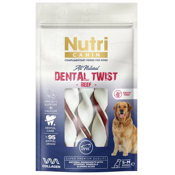 Nutri Canin Dental Twist Sığır Etli Köpek Ödülü S-M 80 Gr ürün görseli 1