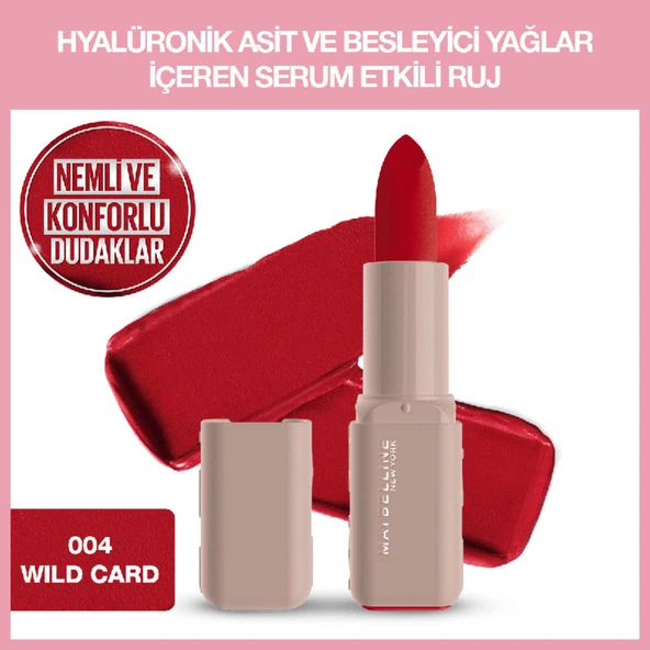 Maybelline New York Serum Etkili Hyalüronik Asit ve Besleyici Yağ İçeren Ruj -  004 Wild Card ürün görseli 1