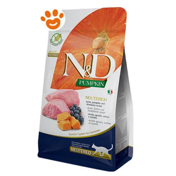 N&D Balkabaklı Kuzulu Yaban Mersinli Kısırlaştırılmış Kedi Maması 5 Kg ürün görseli 1