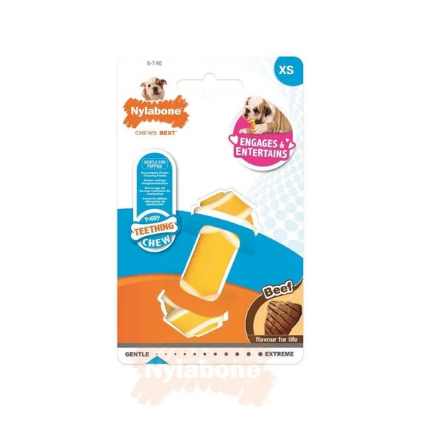 Nylabone Biftek Aromalı Yavru Köpek Çiğneme Kemiği XSmall ürün görseli 1