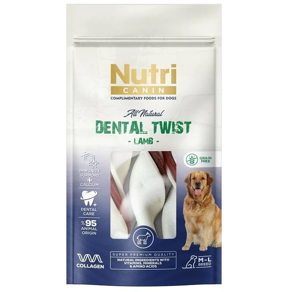 Nutri Canin Dental Twist Kuzulu Köpek Ödülü M-L 120 Gr ürün görseli 1