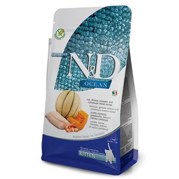 N&D Ocean Balkabaklı Balık ve Karidesli Yavru Kedi maması 1.5 Kg ürün görseli 1