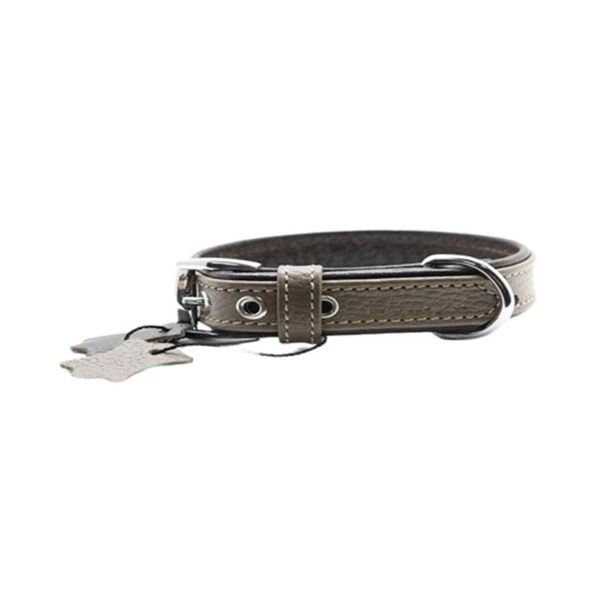 Zampa Yumuşak Dokulu Gerçek Deri Flatiron Köpek Boyun Tasması Toprak Kahverengi 2x42 Cm ürün görseli 1
