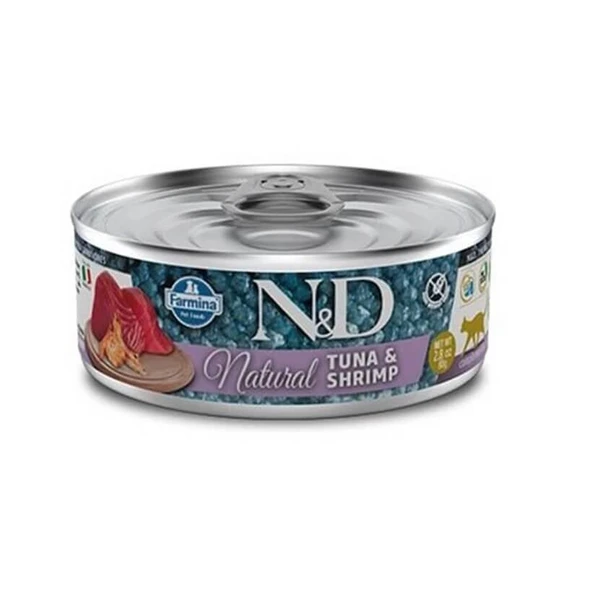 N&D Natural Cat Ton Balıklı Karidesli Kedi Konservesi 70 Gr ürün görseli 1