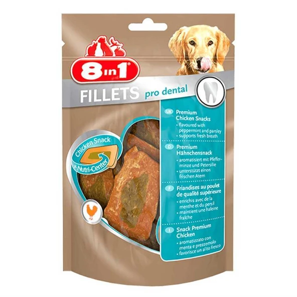 8in1 Poch Fillets Pro Dental Nane Aromalı Köpek Ödülü 80 Gr ürün görseli 1