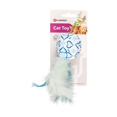 Flamingo Mavi Tüylü Top Kedi Oyuncağı ürün görseli 1
