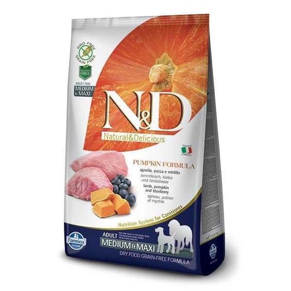 N&D Balkabaklı Kuzu Etli Medium Maxi Tahılsız Köpek Maması 2.5 Kg ürün görseli 1