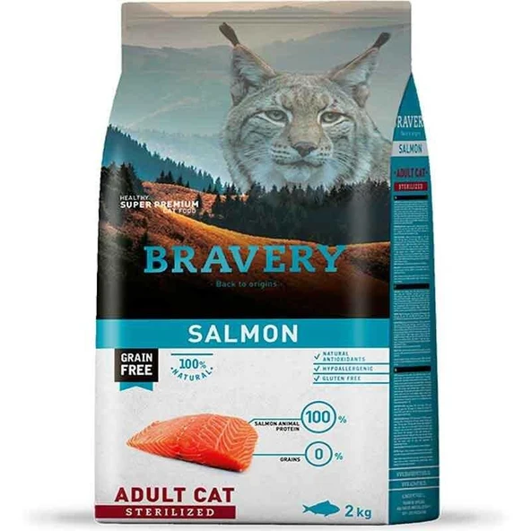 Bravery Tahılsız Somonlu Kısır Kedi Maması 2 Kg ürün görseli 1