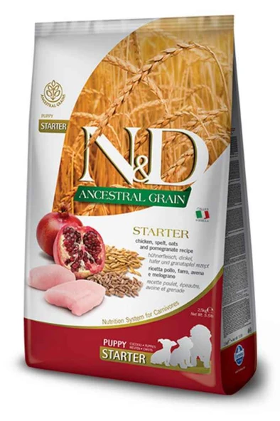 N&D Düşük Tahıllı Tavuklu Narlı Puppy Starter 2,5 Kg ürün görseli 1
