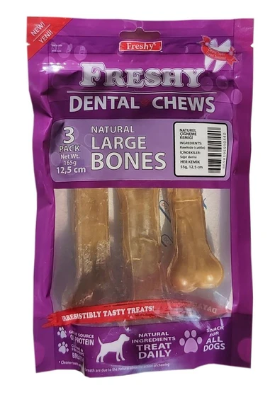 Freshy Büyük Boy Natürel Dental Kemik 12,5 santim 3'lü Paket Toplam 165 Gram ürün görseli 1