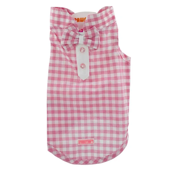Pawstar Pink Gingham Shirt Köpek T-Shirt XLarge ürün görseli 1