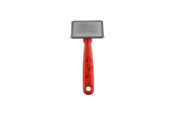 Zampa Slikon Top Başlıklı Kedi ve Köpek Fırçası Medium Kırmızı 14x6 Cm ürün görseli 1