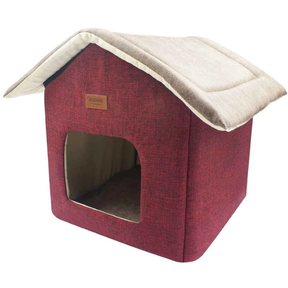 Lepus Shack House Kedi Köpek Yuvalı Yatak Kırmızı 35x35x40 Cm ürün görseli 1