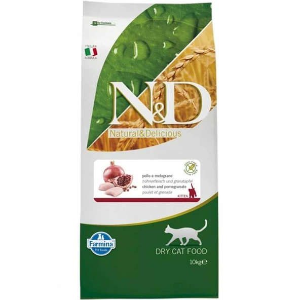 N&D Tahılsız Tavuk Nar Yavru Hamile Emziren Kedi Maması 10 Kg ürün görseli 1