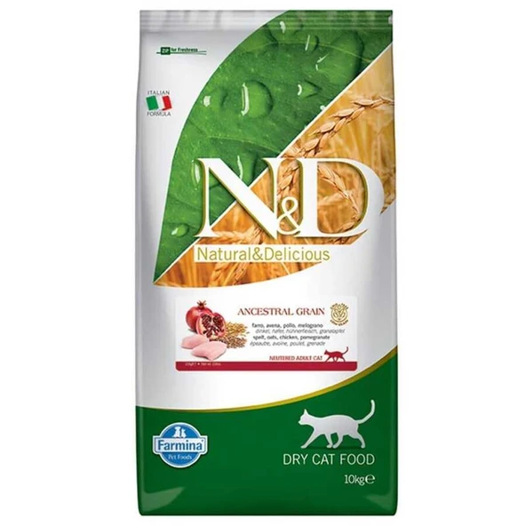 N&D Düşük Tahıllı Tavuk ve Narlı Kısır Kedi Maması 10 Kg ürün görseli 1