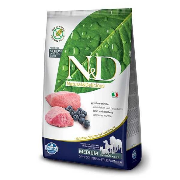 N&D Kuzu Etli Yaban Mersinli Tahılsız Medium Maxi Köpek Maması 12 Kg ürün görseli 1