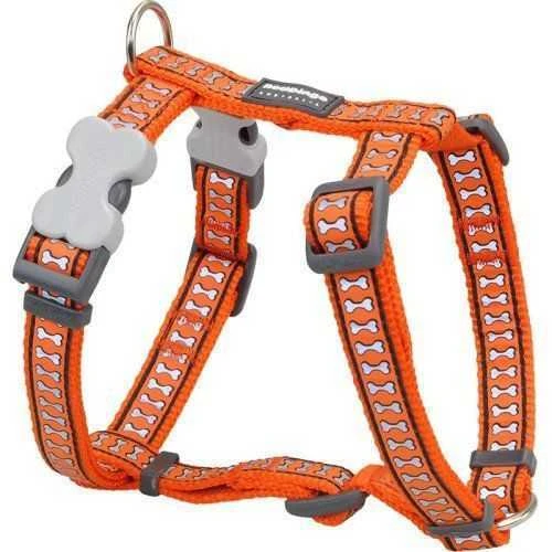 Red Dingo Fosforlu Kemik Desenli Köpek Göğüs Tasması Turuncu 25 mm ürün görseli 1