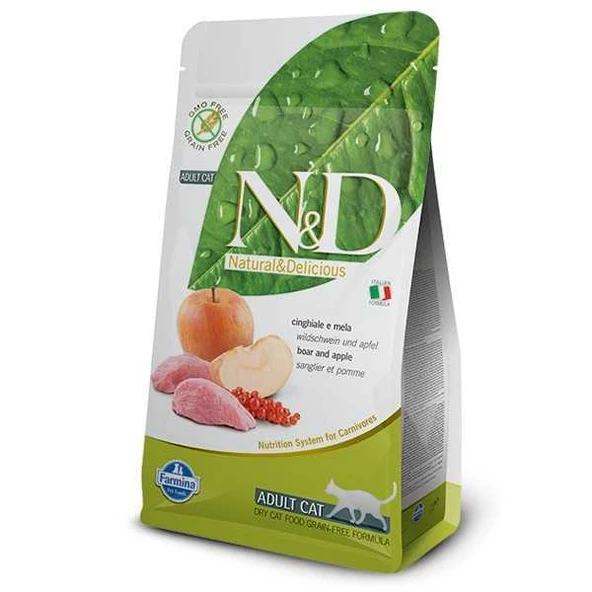 N&D Tahılsız Yaban Domuzu Ve Elmalı Kedi Maması 1.5 Kg ürün görseli 1