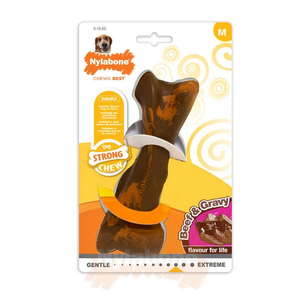 Nylabone Biftek ve Gravy Sos Aromalı Köpek Çiğneme Kemiği Medium 16 Cm ürün görseli 1