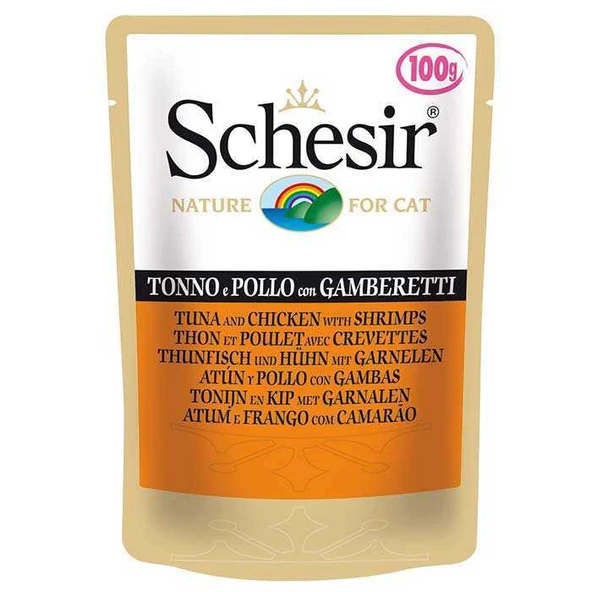 Schesir Jelly Ton Balıklı Tavuk ve Karidesli Kedi Konservesi 85 Gr ürün görseli 1