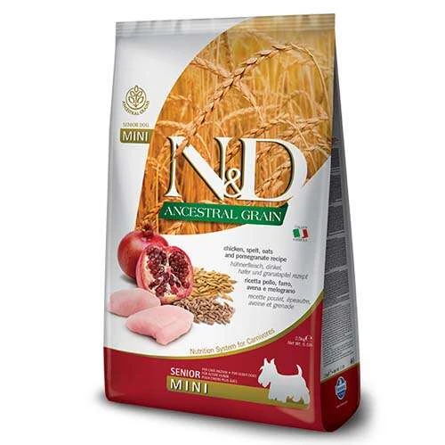 N&D Düşük Tahıllı Tavuk Nar Yaşlı Mini ve Orta Irk Köpek Maması 2,5 Kg ürün görseli 1