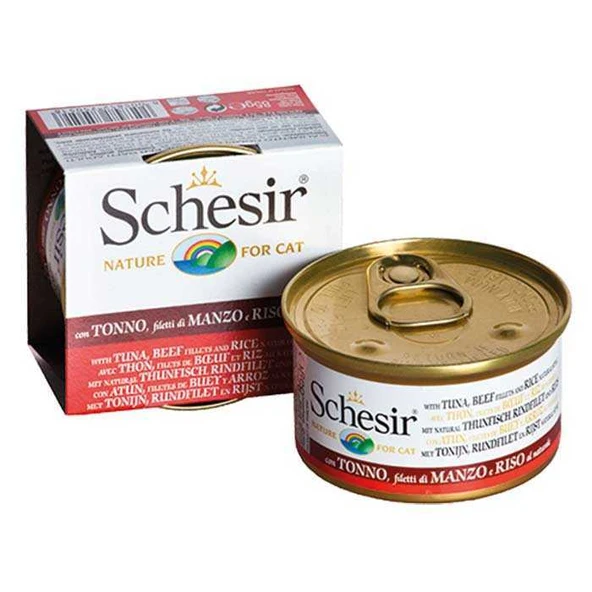 Schesir Ton Balıklı Sığır Etli Pirinçli Kedi Konservesi 85 Gr ürün görseli 1