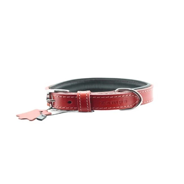 Zampa Yumuşak Dokulu Gerçek Deri Tribeca Köpek Boyun Tasması Kırmızı 2x42 Cm ürün görseli 1
