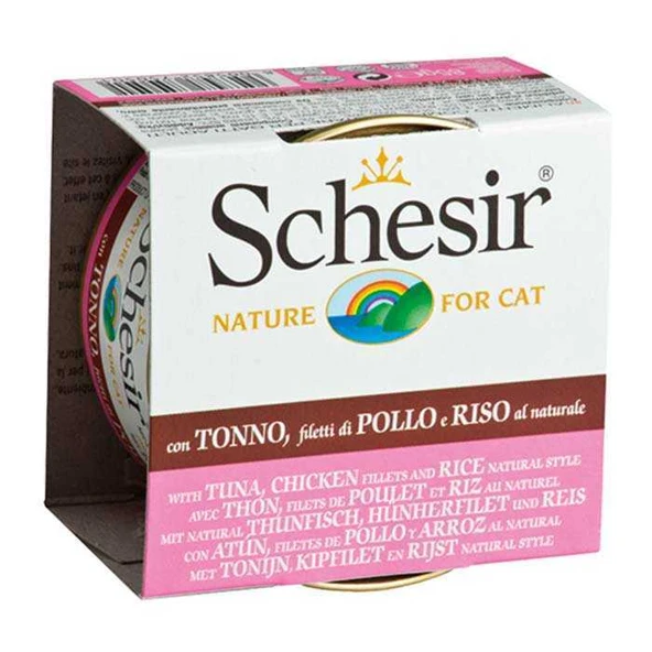 Schesir Ton Balıklı Tavuklu Pirinçli Kedi Konservesi 85 Gr ürün görseli 1