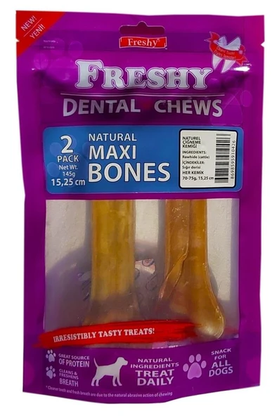 Freshy Büyük Boy Natürel Dental Kemik 15,25 santim 2'lİ Paket Toplam 145 Gram ürün görseli 1