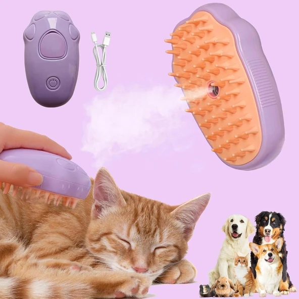 Zampa Kedi Patisi Tasarımlı Buharlı Kedi Köpek Tarağı 7x10 Cm ürün görseli 1