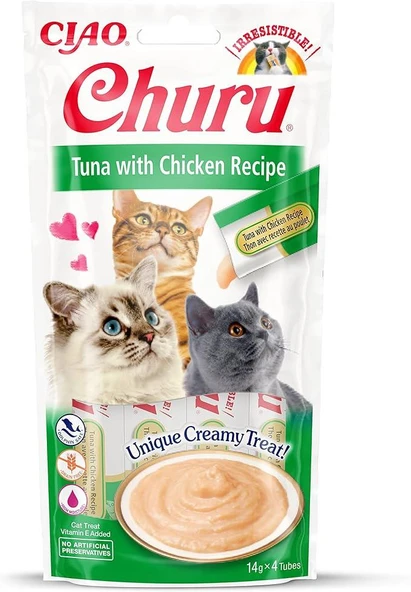 Cıau Churu Cream Ton Balıklı ve Tavuklu Kedi Ödül Kreması 4X14 Gr ürün görseli 1