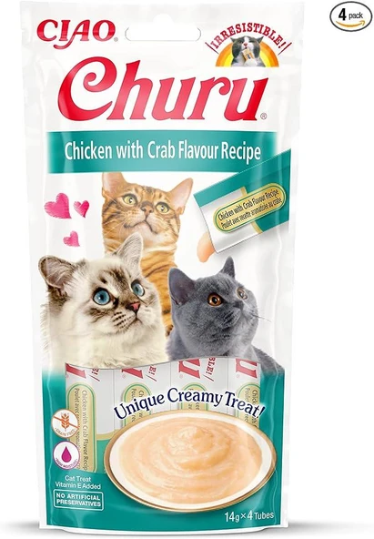 Cıau Churu Cream Tavuklu ve Yengeçli Kedi Ödül Kreması 4X14 Gr ürün görseli 1