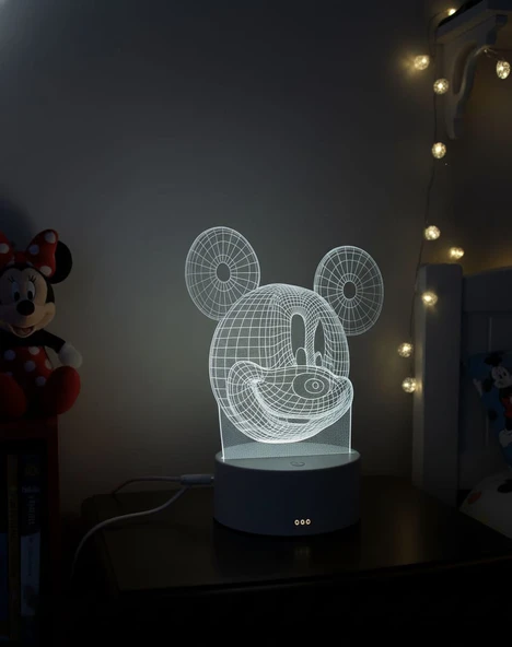 3D Mickey Mouse  Masa Lambası - Resim 2
