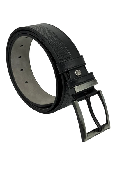 Siyah Suni Deri 4.5 cm. Genişlik Yarı Desenli Model Spor Erkek Kemer // 4500-021 ürün görseli 1