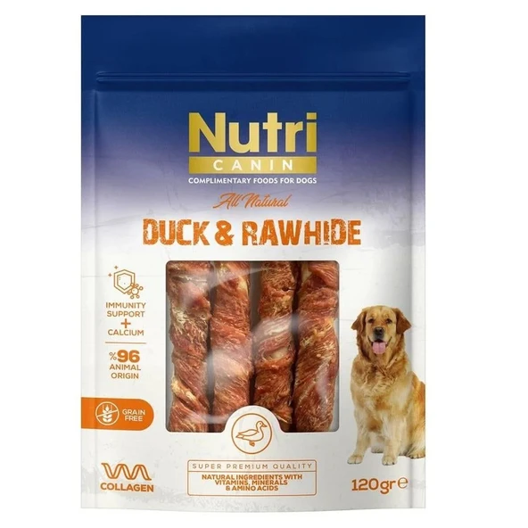 Nutri Canin Ördek Etli Sarılı Tahılsız Büyük Boy Kemik Köpek Ödülü 120 Gr ürün görseli 1