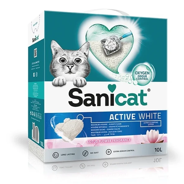 Sanicat Active White Lotus Çiçeği Kokulu Doğal Kedi Kumu 10 Lt ürün görseli 1
