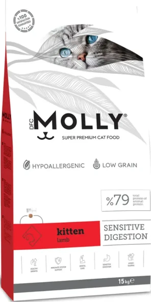 Molly Düşük Tahıllı Senssıtıve Dıgestıon Kuzu Etli Yavru Kedi Maması 15 Kg ürün görseli 1