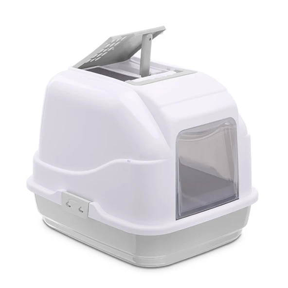Imac Easy Cat Kapalı Kedi Tuvaleti Gri Beyaz 50x40x40 Cm ürün görseli 1
