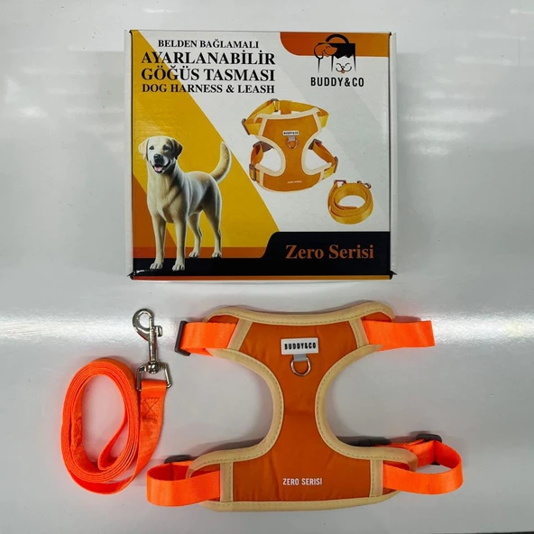 Buddy Co Zero Köpek Uzatmalı Göğüs Tasması Turuncu Large ürün görseli 1