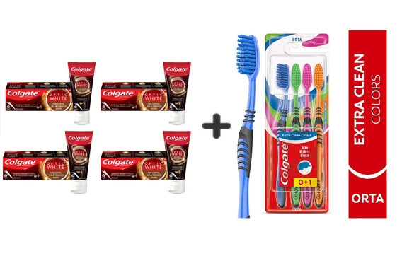 Colgate Optic White Kahve, Çay Tütün Kullanan Için Diş Macun 125ML 4 Ad + Extra Clean Diş Fırçası3+1 ürün görseli 1