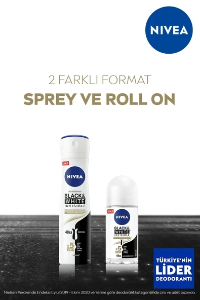 Nivea Kadın Sprey Deodorant Black&white Invisible Ipeksi Pürüzsüzlük 48 Saat Koruma 150ml ürün görseli 1