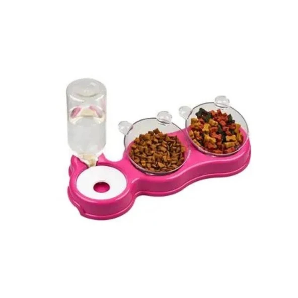 Glipet Kedi Köpek Çift Hazneli 3'Lü Beslenme Mama ve Su Kabı 500 ml 36x21x16 Cm ürün görseli 1