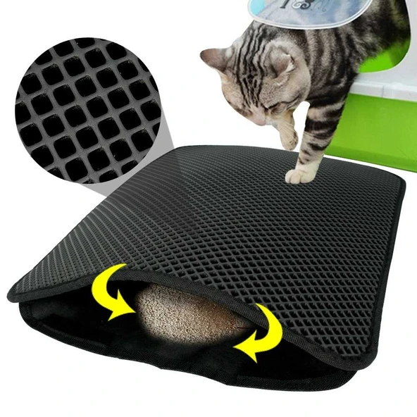 Pet Pretty Elekli Kedi Tuvalet Paspası Siyah 50X60 Cm ürün görseli 1